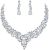 BriLove Women’s Wedding Bridal Austrian Crystal Teardrop Cluster Statement Necklace Dangle Earrings Jewelry Set