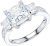 THELANDA Genuine Moissanite or Simulated Center 1.5CT Diamond Sterling Silver Three Stone Style All Princess Cut Side Stones Promise Engagement Ring