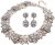 Vintage Crystal Rhinestone Statement Choker Bib Statement Necklace Earring Fashion Costume Jewelry Set for Women